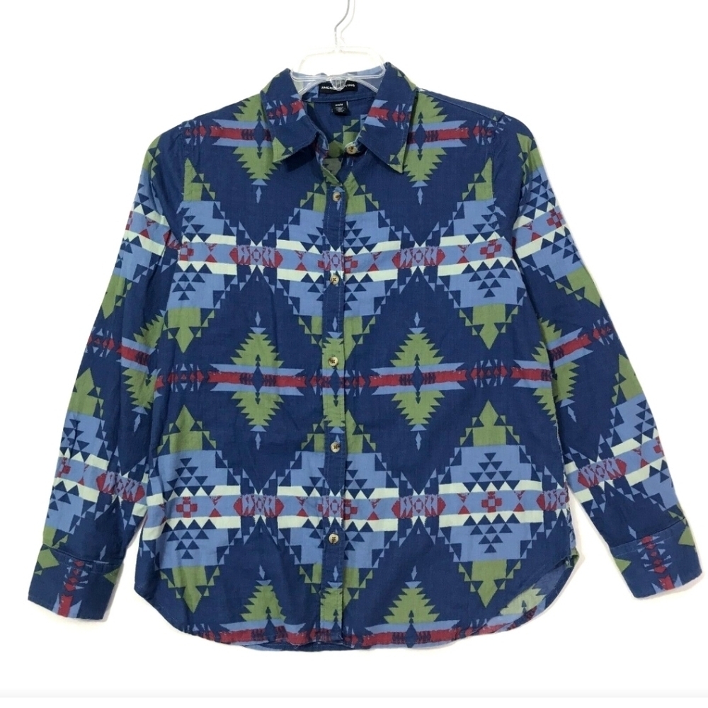 American Living Tribal Aztec Button Down Shirt Size Small